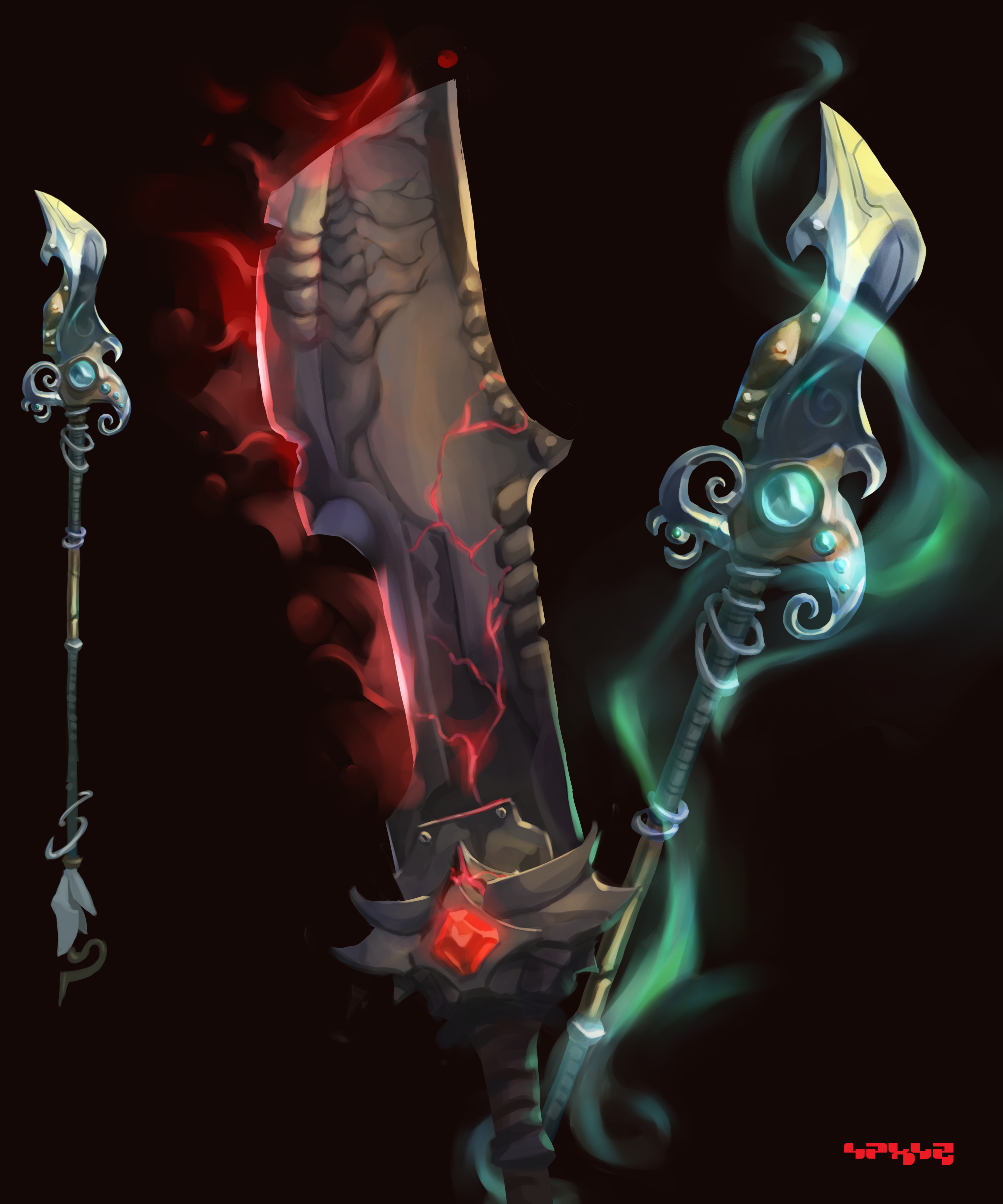 Air/dark magic weapons