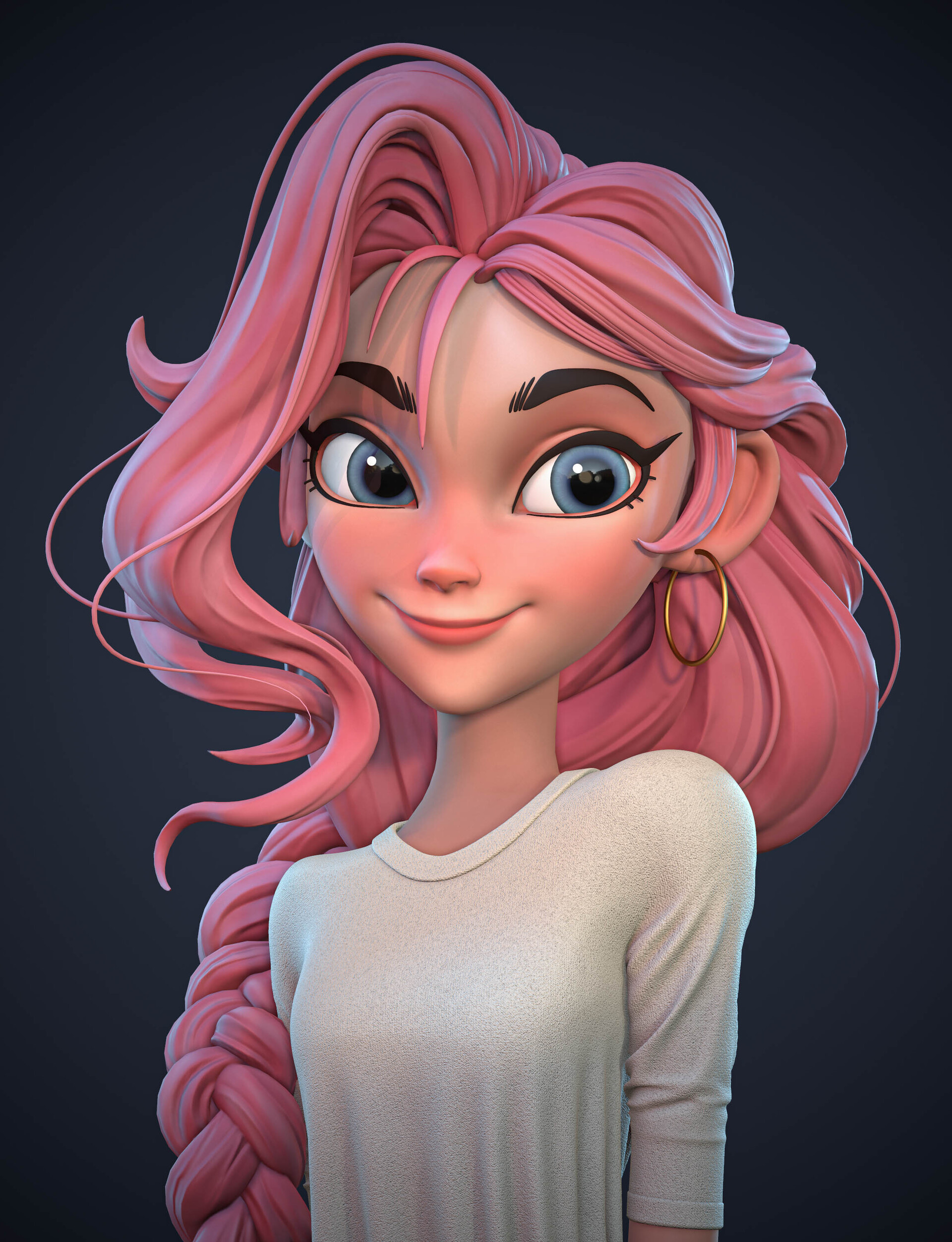Little girl with pink hair