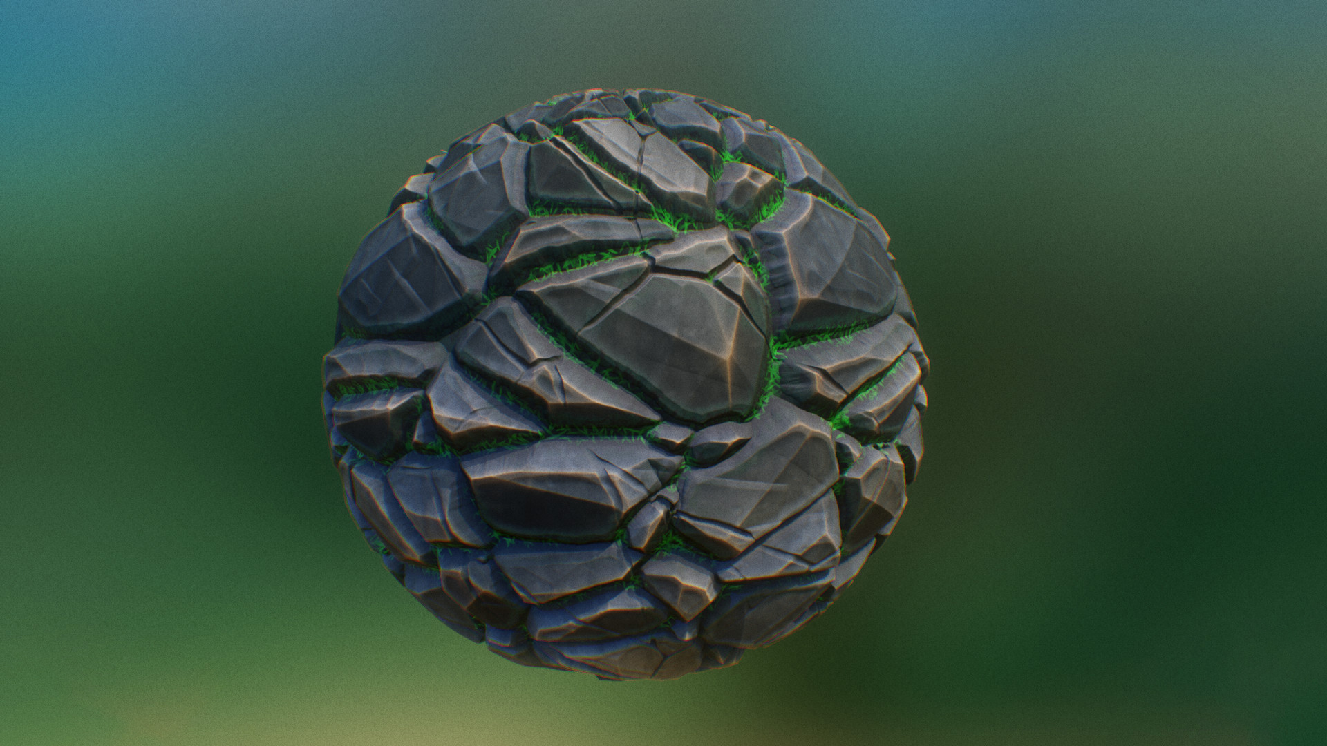 Sphere of rock & grass