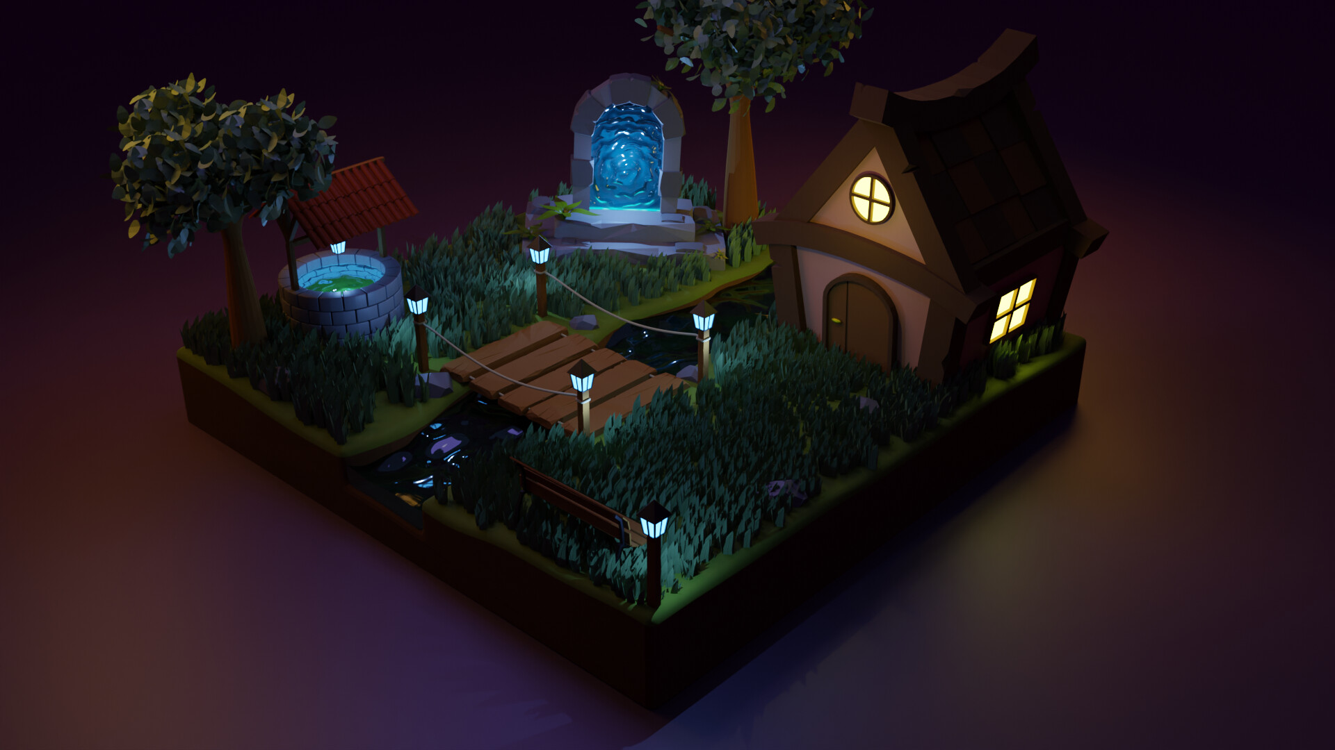 Cartoon magic forest